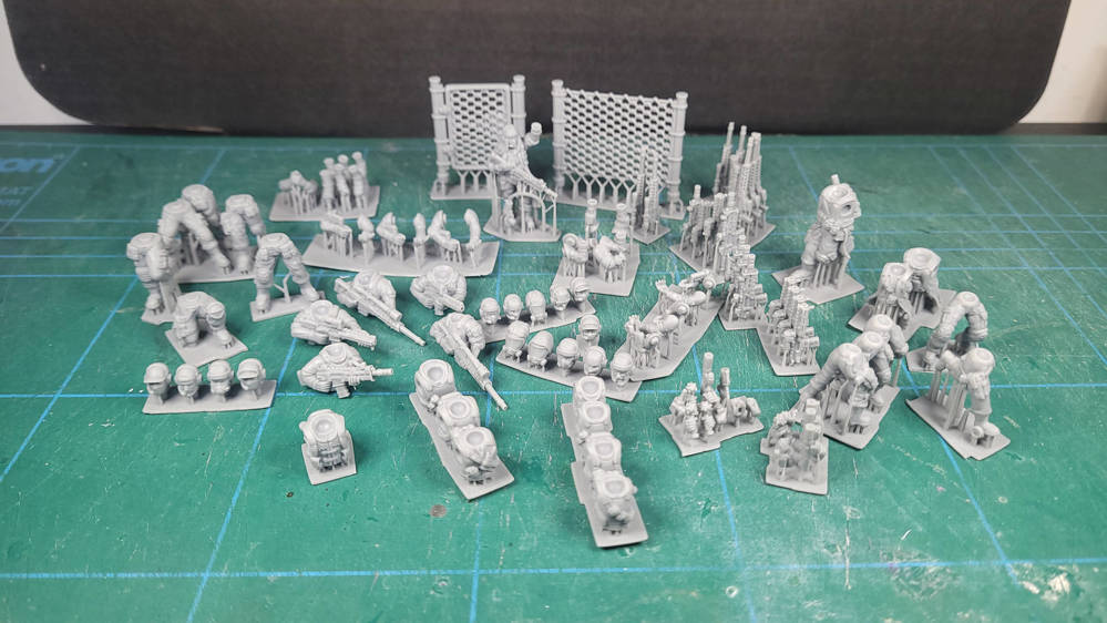 Photo of all the Undercover Operatives 3D printed parts included in this Giveaway